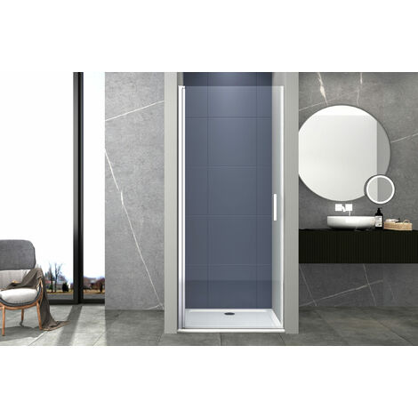 Box doccia 80 cm porta 1 BATTENTE nicchia H200 cm cristallo 6mm profilo CROMATO MILA (1/4)