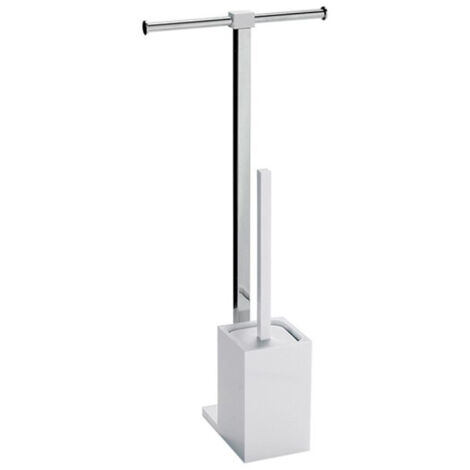 Colonnina portarotolo e scopino WC acciaio inox e resine termoplastiche serie Rainbow Gedy RA32 Bianco