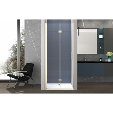 Box doccia 90 cm apertura a SOFFIETTO nicchia H200 cm cristallo 6mm profilo SATINATO LIAM
