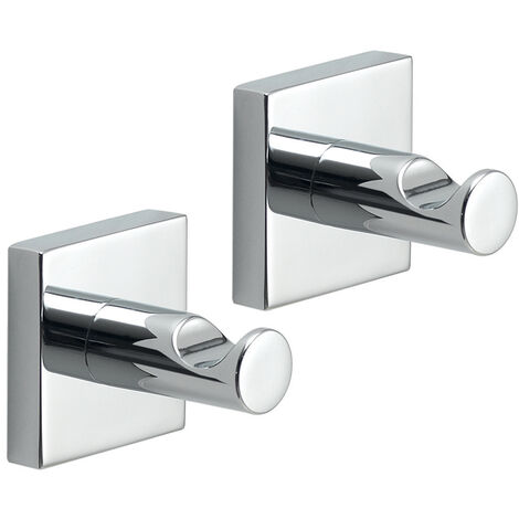 2 appendiabiti da muro in acciaio inox AISI 304 e Cromall FJ27 Gedy serie FUJI Satinato