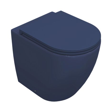 Sanitari filomuro opaco INFINITY: vaso, bidet, copriwater soft-close - Blu Opaco
