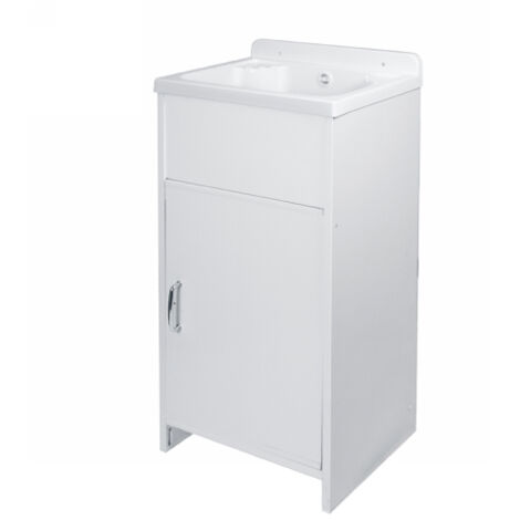 Mini lavatoio con mobile in PVC e vasca in polipropilene - Bianco (1/5)