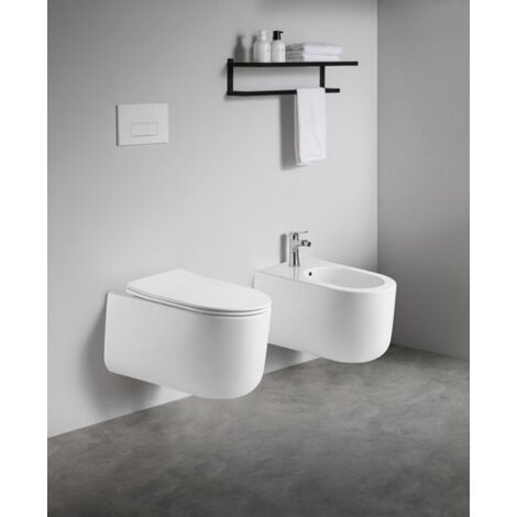 Sanitari sospesi WC e Bidet in Ceramica Copriwater soft-close TRAMONTANA Bianco