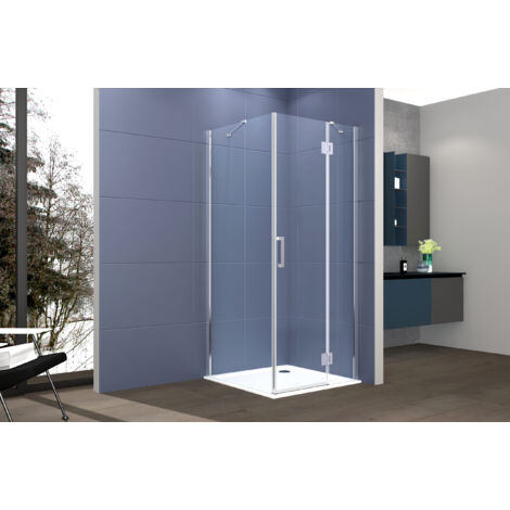 Box doccia 2 lati 100x120 cm fisso + porta un battente H200 cm cristallo 6mm profilo CROMATO PIPPO (1/5)