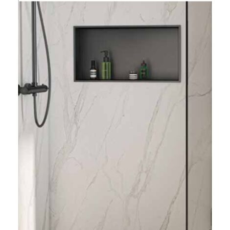 Nicchia da parete incassata 32x10x62H cm in acciaio inox AISI 304 Gedy serie GUEST - Nero Matt (1/4)