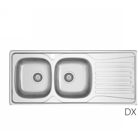 Lavello incasso acciaio inox LS01 116x50 cm con gocciolatoio sx
