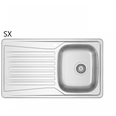 Lavello incasso acciaio inox 86x50 cm con gocciolatoio sx
