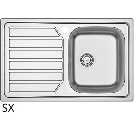 LAVELLO INCASSO IN ACCIAIO INOX MOD. LS04 CM 80X50 cm. 80 gocciolatoio sx