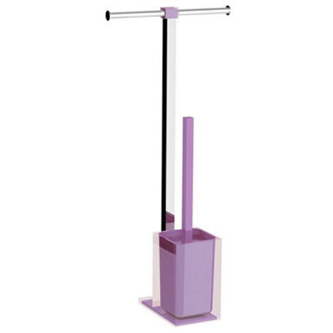Colonnina portarotolo e scopino WC acciaio inox e resine termoplastiche serie Rainbow Gedy RA32 Lilla Trasparente
