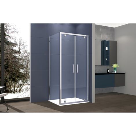 Box Doccia 2 lati 80x120 cm fisso + due battenti H195 cm IOLE Cromato (1/5)