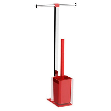 Colonnina portarotolo e scopino WC acciaio inox e resine termoplastiche serie Rainbow Gedy RA32 Rosso Trasparente