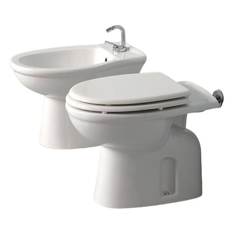 Sanitari a pavimento con scarico a pavimento Karla Rak Ceramics: WC, Bidet, Copriwater Bianco