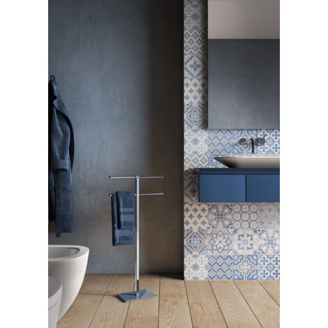 Piantana portasciugamani acciaio inox e resine termoplastiche serie Rainbow Gedy RA31 Blu Petrolio
