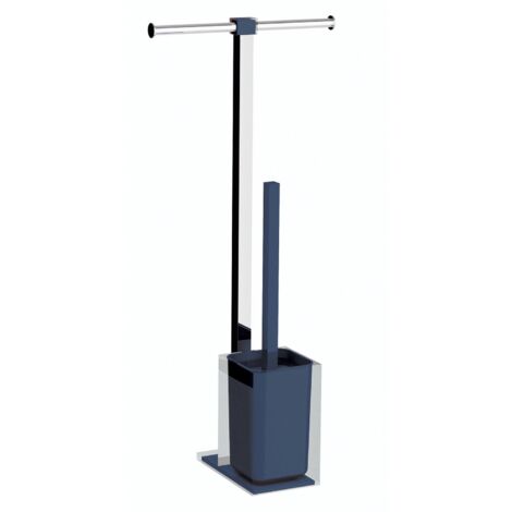 Colonnina portarotolo e scopino WC acciaio inox e resine termoplastiche serie Rainbow Gedy RA32 Blu Petrolio