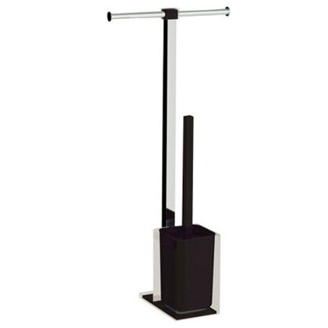 Colonnina portarotolo e scopino WC acciaio inox e resine termoplastiche serie Rainbow Gedy RA32 Nero Trasparente