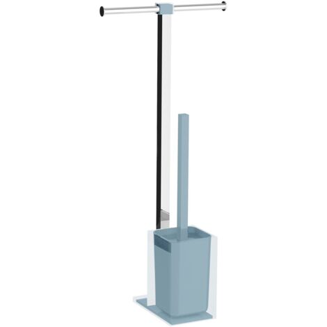 Colonnina portarotolo e scopino WC acciaio inox e resine termoplastiche serie Rainbow Gedy RA32 Celeste