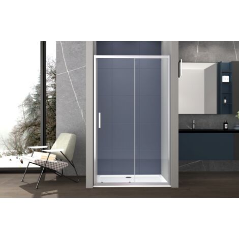 Box doccia a nicchia 145 cm porta scorrevole apertura laterale H195 cm ALBA Cromato