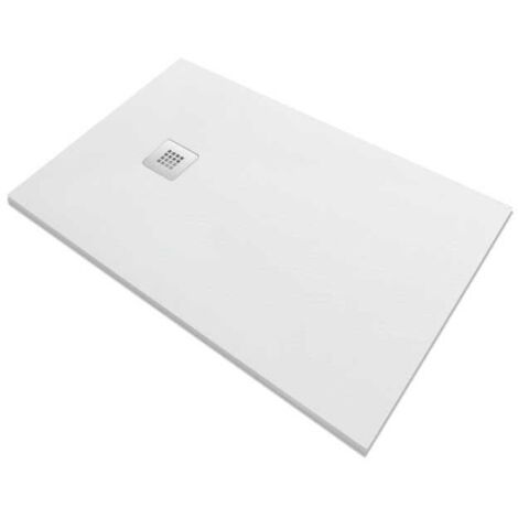 Piatto doccia 100x70 cm effetto pietra marmoresina EASYSTONE riducibile KENYA Bianco