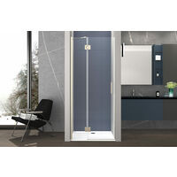 Box doccia 120 cm anta singola ad UN BATTENTE per nicchia H200 cm cristallo anticalcare trasparente 6mm profilo SATINATO OLLY