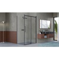 Box Doccia 2 lati 70x170 cm SENZA TELAIO H200 cm da 8mm: lato fisso + porta scorrevole FIORE Nero Opaco
