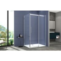 Box Doccia 2 lati 80x140 cm SENZA TELAIO H200 cm da 8mm: lato fisso + porta scorrevole FIORE Satinato