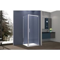 Box doccia 2 lati 80x100 cm fisso + porta 1 battente H195 cm VIOLA Cromato