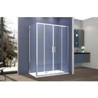 Box Doccia 2 lati 80x160 cm fisso + porta scorrevole apertura centrale H195 cm GAIA Cromato