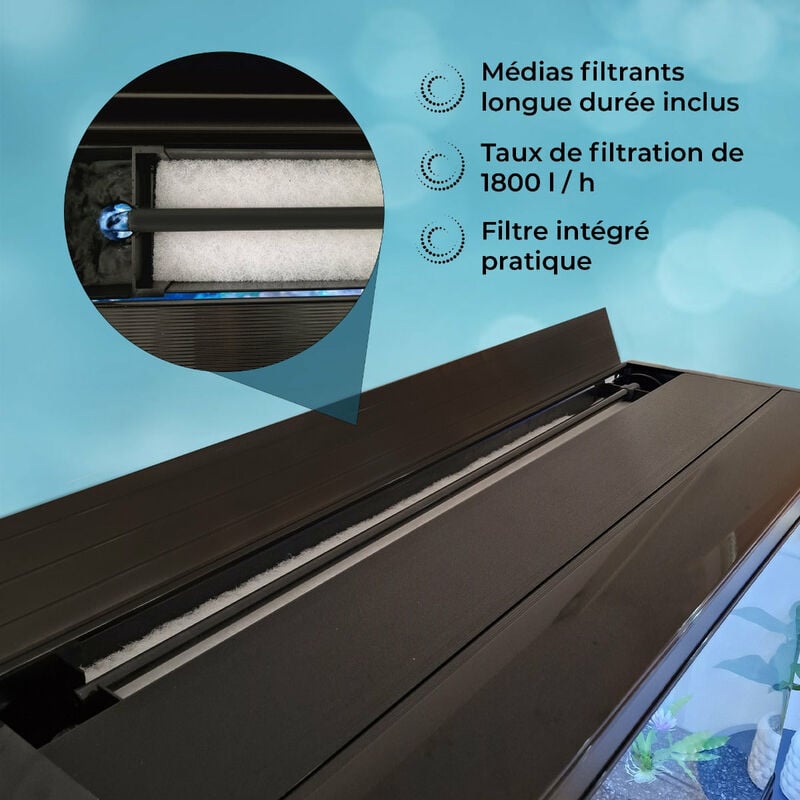 MonsterShop – Aquarium à bords Noir de 300 Litres, Meuble de Support NOIR, d’une dimension totale de 143,5 cm de Haut x 120,5 cm de Large x 39 cm de Profondeur 3