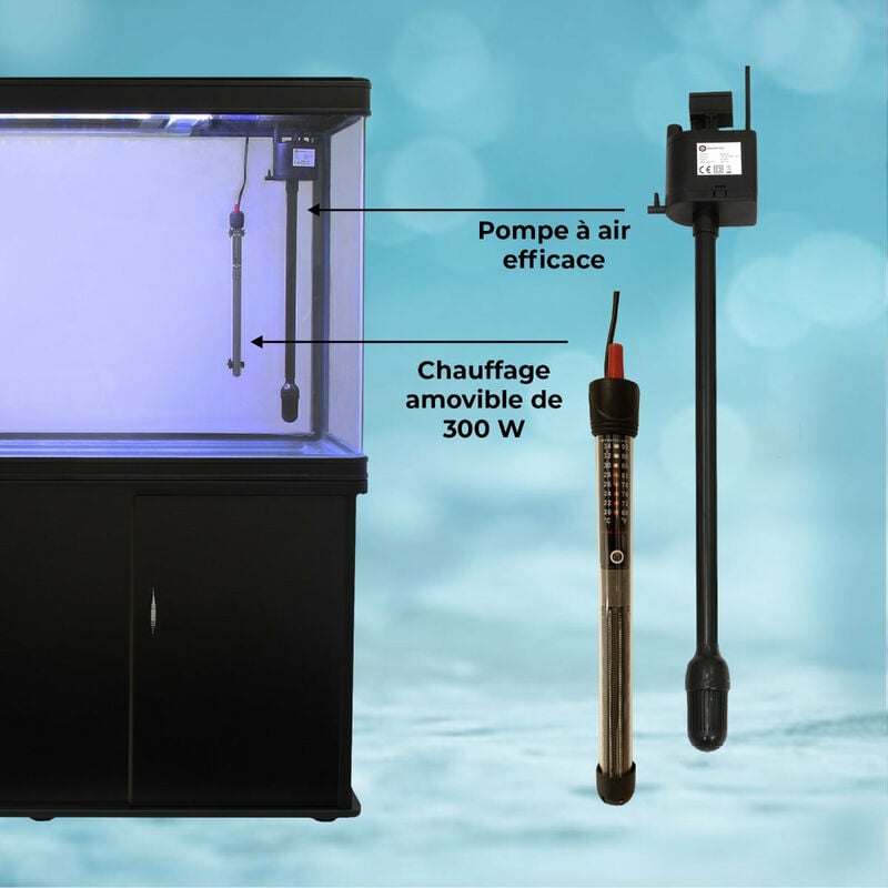 MonsterShop – Aquarium à bords Noir de 300 Litres, Meuble de Support NOIR, d’une dimension totale de 143,5 cm de Haut x 120,5 cm de Large x 39 cm de Profondeur 4