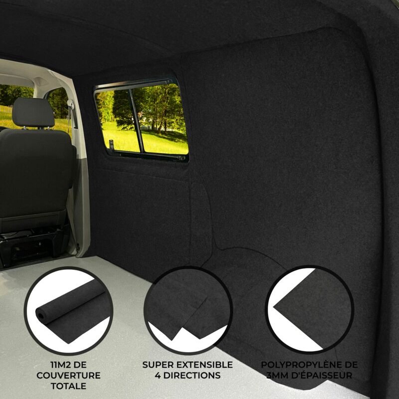 Tapis De Protection Extensible 4 Directions Anthracite 2x2m - Pour Fourgonnette, Camping-car Et Voiture