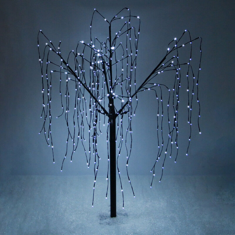 Monster shop saule pleureur noir - led blanc chaud - 240cm décoration  lumineuse arbre lumineux eclairé de noel extérieur 28437 - Conforama