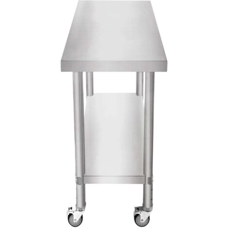 Table Cuisine CAVATINY Table De Travail En Acier Inoxydable 76 X 61 Cm – 4 Desserte à Roulettes Cuisine