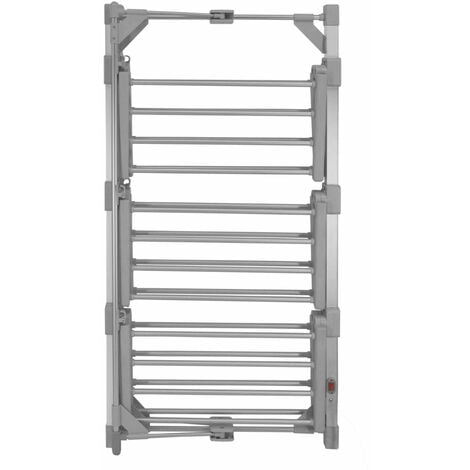 Séchoir à Linge Etendoir Electrique Chauffant  50 à 55°C - 21m en 1 - 112 x 62 x 60 cm - 3 Niveaux à 8 Barres - 220W - Pliable & Compact [Pinces à Linge & Housse INCLUSES] Lessive, Séchage Vêtements