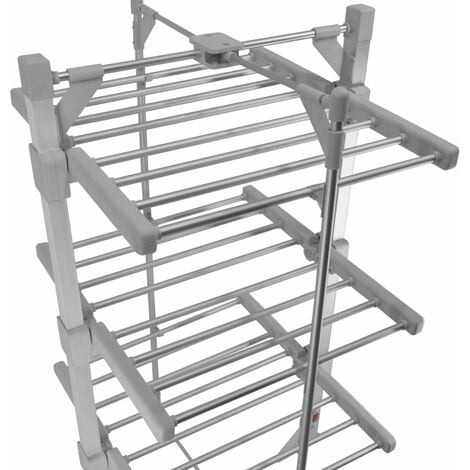 Séchoir à Linge Etendoir Electrique Chauffant  50 à 55°C - 21m en 1 - 112 x 62 x 60 cm - 3 Niveaux à 8 Barres - 220W - Pliable & Compact [Pinces à Linge & Housse INCLUSES] Lessive, Séchage Vêtements