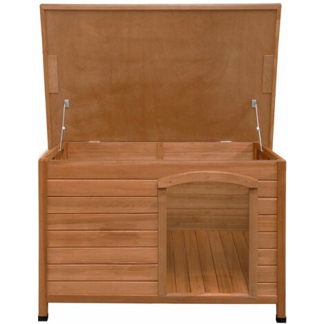 Niche pour Chien en Bois de Sapin avec Toit Plat en Asphalte - 70 x 103 x 63 cm - Chien Taille Moyenne - Imperméable & Durable - Intérieure ou Extérieure [Pieds en Plastique INCLUS] Kennel Chenil Abri