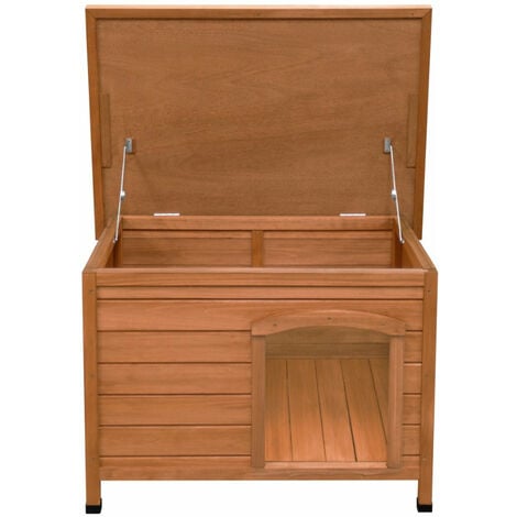 Niche pour Chien en Bois de Sapin avec Toit Plat en Asphalte - 58 x 86 x 63 cm - Chien Petite Taille - Imperméable & Durable - Intérieure ou Extérieure  [Pieds en Plastique INCLUS] Kennel Chenil Abri