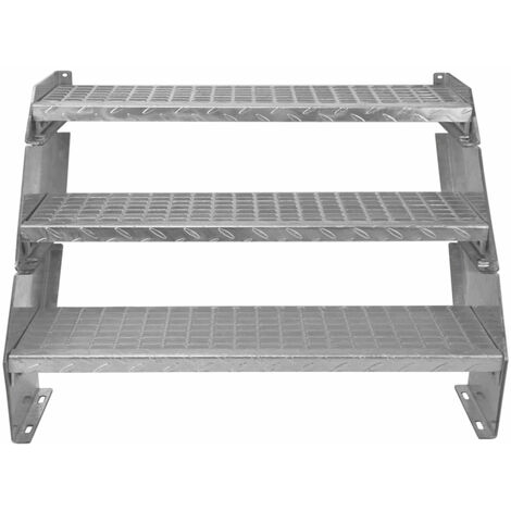 Marche pour Escalier Caillebotis 900mm x 240 mm - Acier Galvanisé DIN 24537 - Maille 20x25 mm - Résistant à la Corrosion EN ISO 1461 - Construction Bâtiment Sortie de Secours [Fixations INCLUSES]