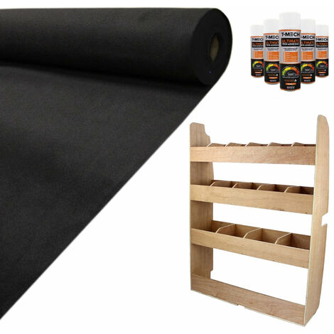 T-Mech – Doublure intérieure feutre 11m2 – 5 canettes de glue adhésif – Flexible et étirable – Pour camion et voiture – Épaisseur 3mm polypropylène