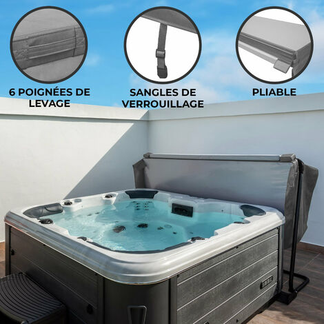 Housse Gonflable Pour Jacuzzi Carré Extérieur 130cm - Couverture Isolation Thermique PVC Pliable - 3