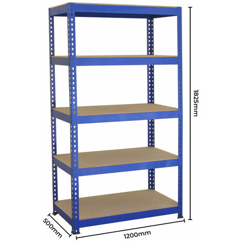 3 étagères acier bleu à 5 niveaux - 120 x 182,5 x 50cm - capacité