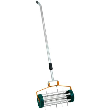 Niveleur de Pelouse & Épandeur Rotatif 100 cm x 32cm (Vert) Engrais Râteau Nivellement Jardin Lute Manche Extensible 1,15 - 1,9m Prise Facile Capacité 25kg Gravier Sable Graine Housse De Pluie & Gants