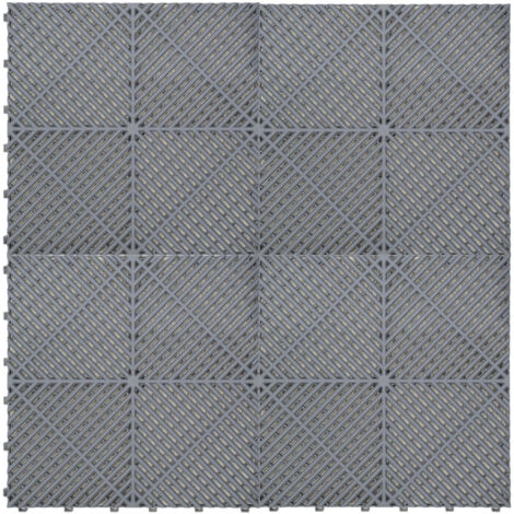 Carrelage de Sol Ventilée Modulaire Imbriqué & Bordures 120 Gris Garage Unique Double Tapis de Sol Showroom Atelier Ultra-Résistant Polypropylène Antidérapant Imperméable Drainage 3,2 x 6 M 19,2 m2 (1/5)