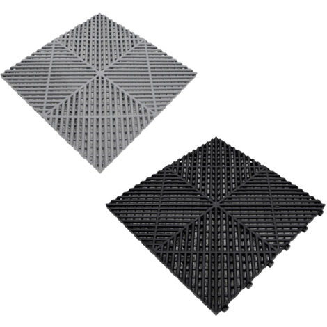Carrelage De Sol Modulaire Ventilé à Verrouillage Pour Garage, Salle De Sport, Bureau - 40x40cm, Noir
