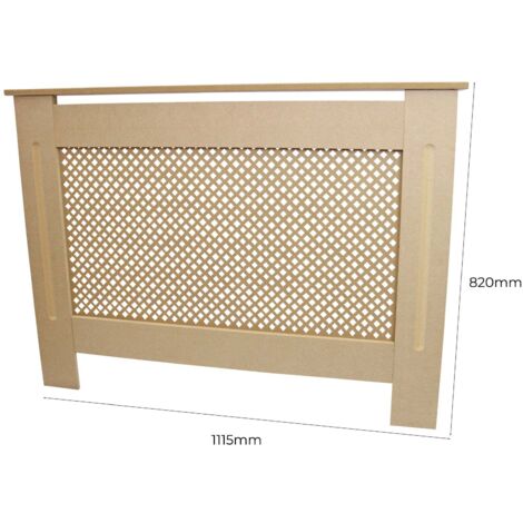 Cache radiateur ajustable & extensible à motif grillagé en mdf naturel Cache radiateur ajustable & extensible à motif grillagé en mdf naturel