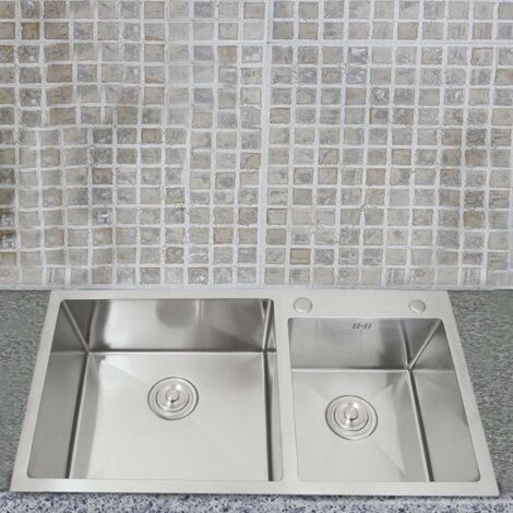 Évier De Cuisine En Inox KuKoo Avec Cuve 1,5 Et Robinet Padstow 105x50 Cm Reversible Gauche Droite Robinet 87286547