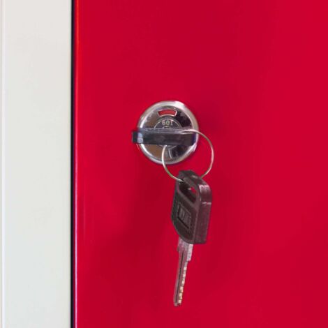 Casier Métallique 3 Portes 180x90x50 Cm - Rouge Et Gris - Pour Vestiaires, Salle De Sport, école, Bureau - Livré à Plat