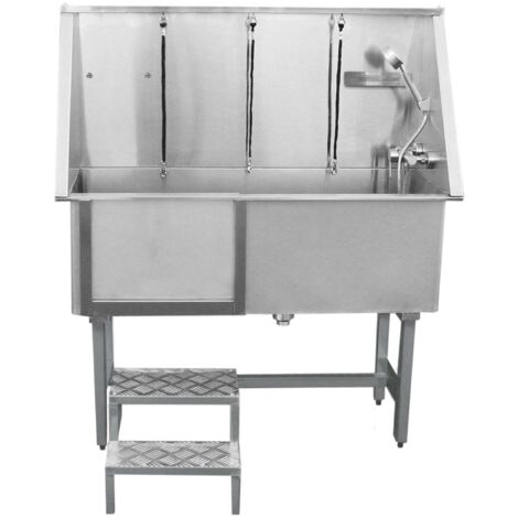 Baignoire de Toilettage Professionnelle Table Toilettage Chien 400mm en Acier Inoxydable Animaux de Compagnie Grand Bain de Toilettage (1/5)