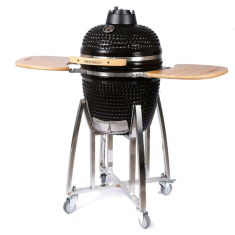 Barbecue Kamado En Céramique Noir 40,6 Cm – Grille Inox 33 Cm – Thermomètre Intégré – Pour Griller, Fumer, Rôtir - 6