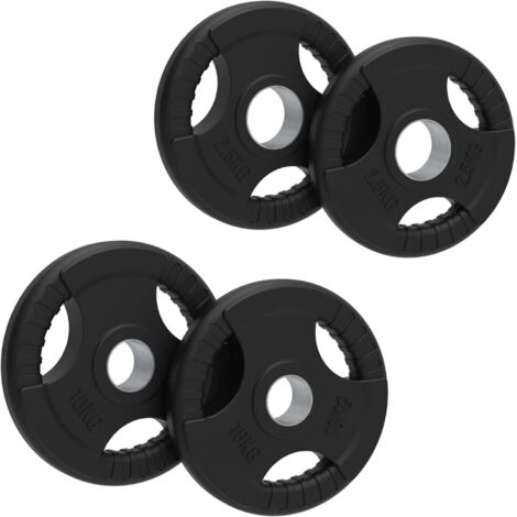 Body Revolution 2 x 2,5 kg 2 x 10 kg Total 25kg – Disques Olympiques Tri-Grip en Caoutchouc, Fonte Revêtue, Compatibles Barre 50mm, Silencieux et Résistants pour Salle ou Maison