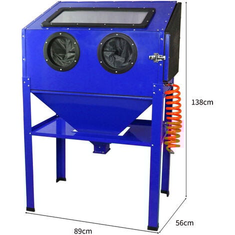 Cabine de sablage Professionnelle MAXBLAST de 220 Litres avec Pistolet de Sablage et 4 Buses en Céramique - Sableuse à Manches pour Travaux de Restauration